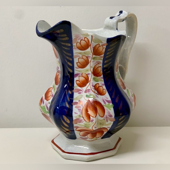 19th Century Vintage Gaudy Welsh Glamorgan Octagonal Soft Paste Pitcher Jug - Picture 3 of 16